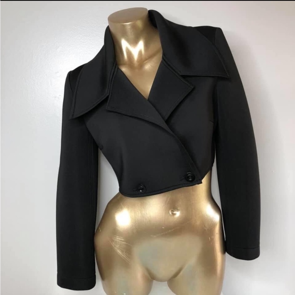 Cropped Black Double Breasted Jacket - image 8